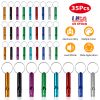 35Pcs Emergency Whistles Extra Loud Aluminum Alloy Whistle with Key Chain Ring for Camping Hiking Hunting Outdoor Sports Emergency Situations