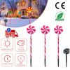 Solar Christmas Candy Light Set of 3 IP65 Waterproof Solar Lollipops Stake Lamp for Patio Yard Garden Pathway Outdoor Christmas Decorative Light