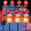 1Pc Solar Powered Lamp 3 Snowmen Outdoor Decorative Christmas Lamp Garden Stake Light IP55 Waterproof Santa Landscape Light Warm White LED Lighting Pa