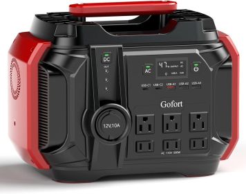 GOFORT Portable Power Station 540Wh/500W(Peak 1000W) 6 x AC 110V Outlets PD 60W Portable Solar Generator CPAP Battery Power Outage Supplies Emergency