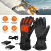 Winter Heated Gloves for Men Women 3000mAh Rechargeable Electric Gloves Waterproof Windproof Touchscreen PU Polyester Gloves With 3 Heated Levels for