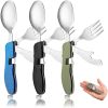 4 In 1 Outdoor Tableware Set Camping Cooking Supplies Stainless Steel Spoon Portable Fork Knife Multifunction Folding Portable Pocket Kits Bottle Open