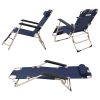 Set of 2 Portable Chaise Lounge Chair 60"L Flat Folding Outdoor Recliner Chair, Dark Blue/Blue